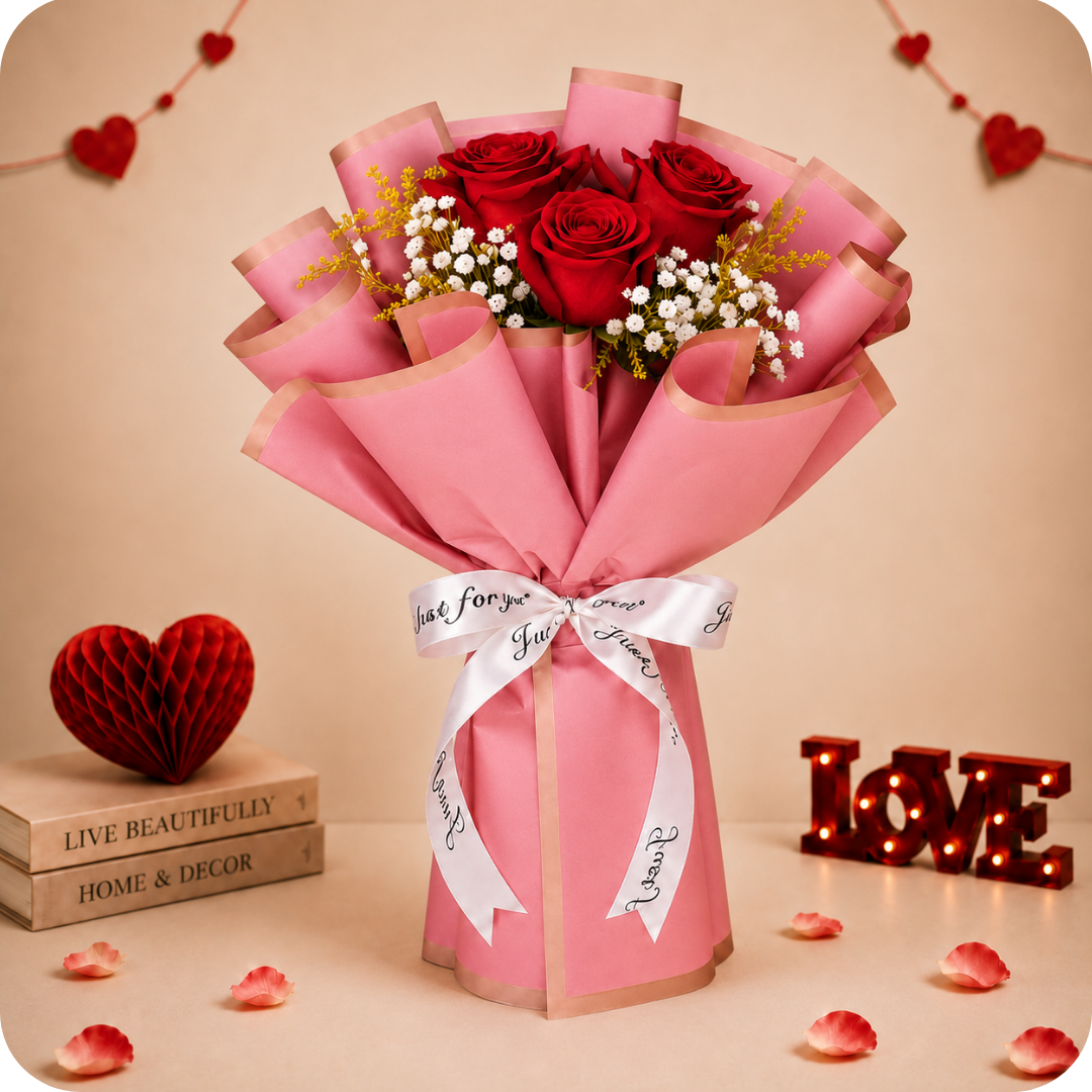 Buqu� com 3 rosas vermelhas