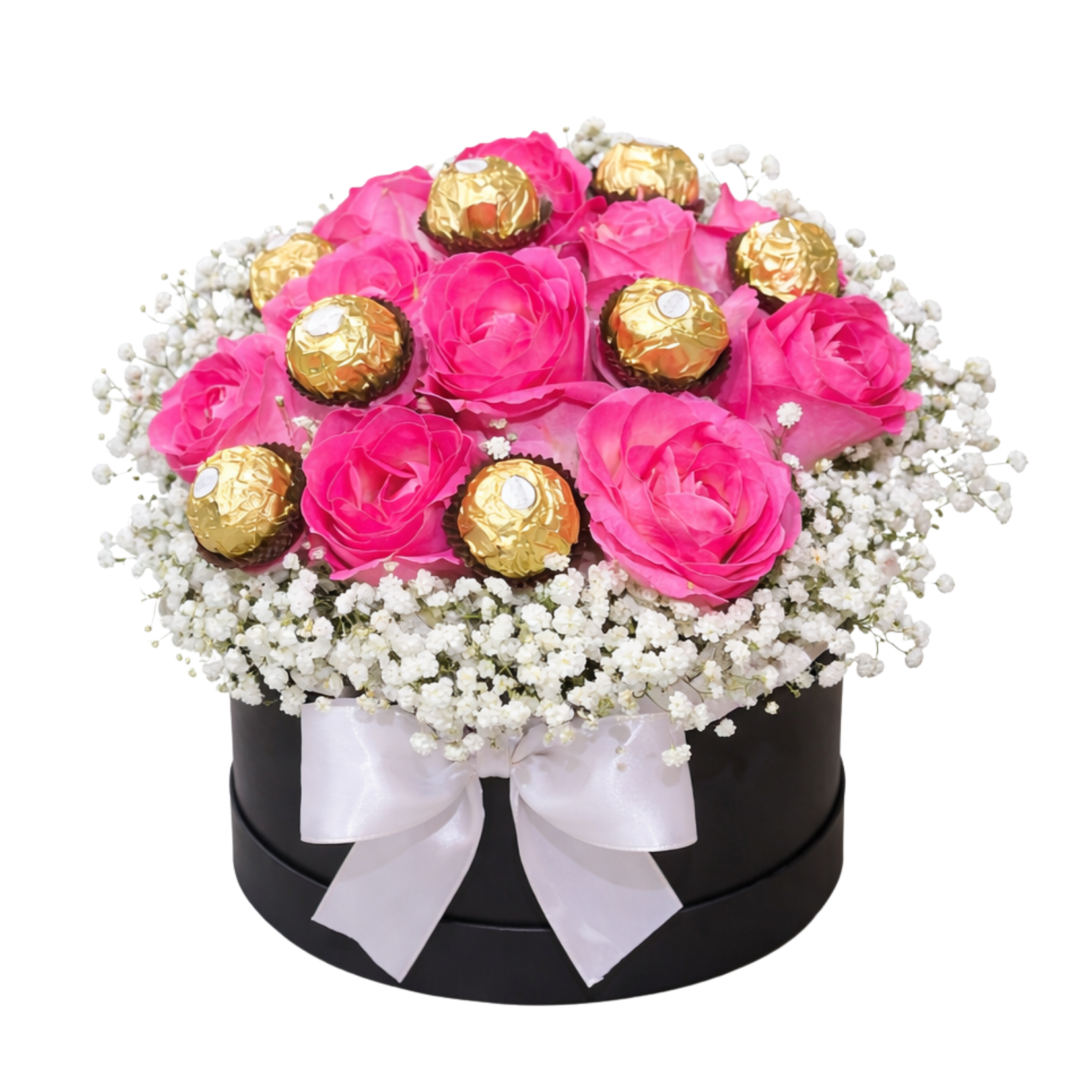 Box Doce Delicadeza com Rosas Rosa e Ferrero Rocher