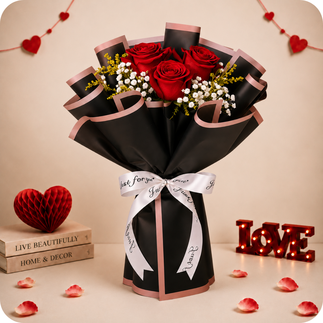 Buqu� com 3 rosas vermelhas