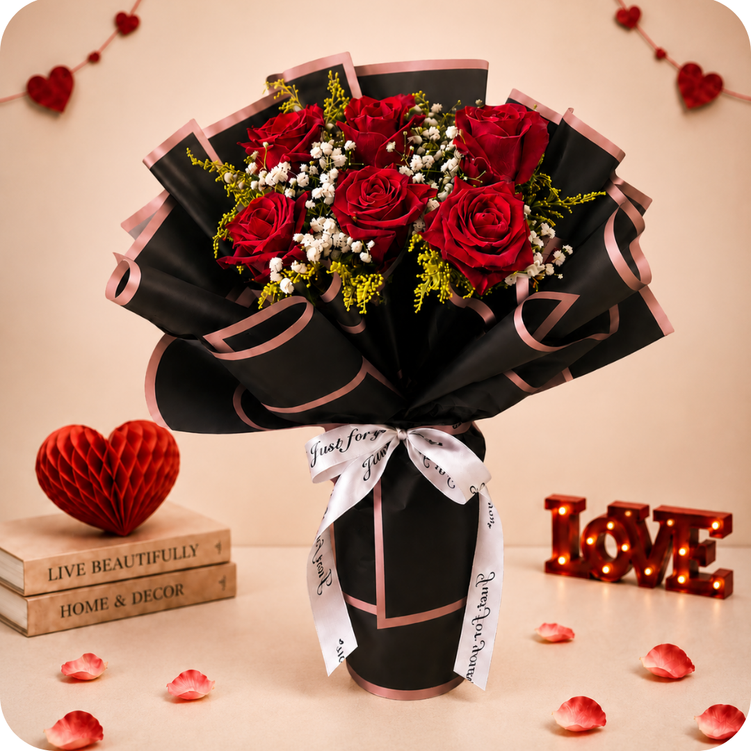 Buqu� de 6 Rosas Vermelhas